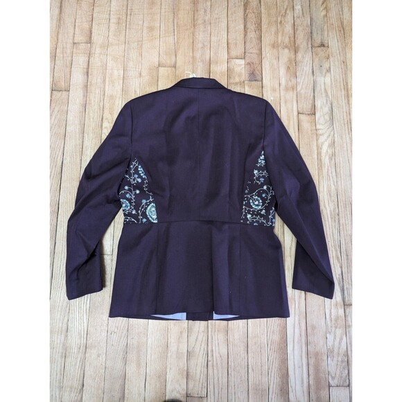 HW Design Blazer Jacket Floral Paisley Print Button Front Career Womens Size 14 - Picture 8 of 13